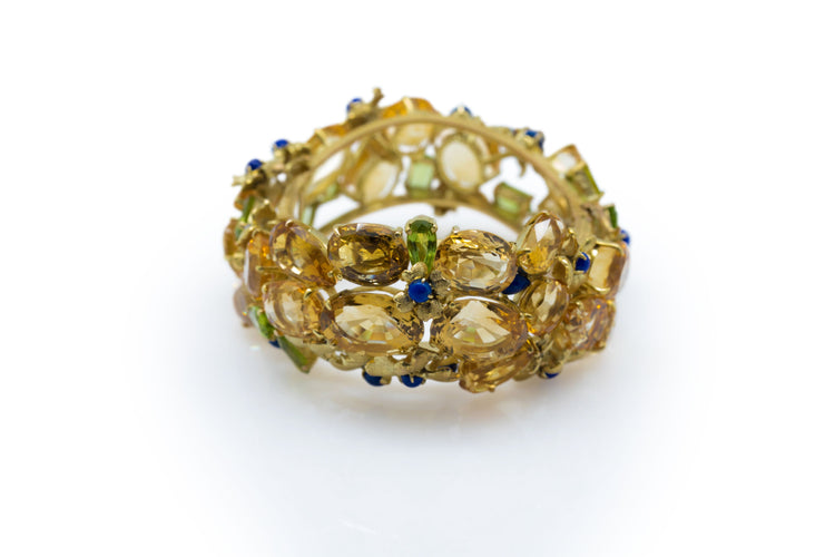 Bracelet Bracelet Style americain, or jaunet citrines, péridots et lapis lazuli 58 Facettes 175171