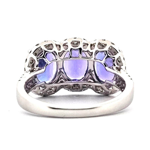 Bague 54 Bague en or blanc avec tanzanites et diamants 58 Facettes