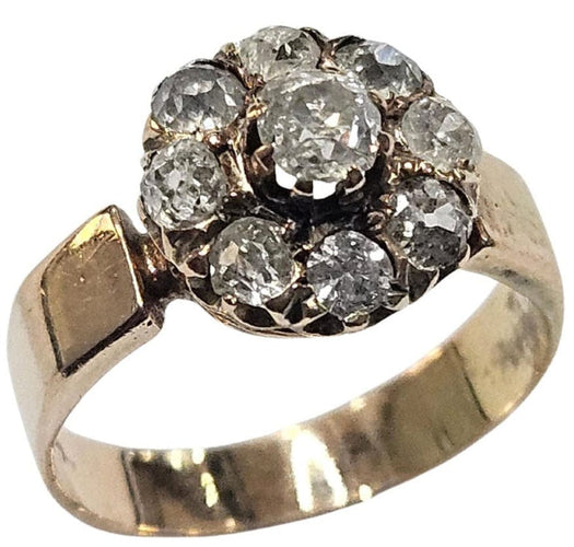 Bague 49 Bague espagnole du XIXe siècle sertie d'un diamant taille ancienne (0,72 carat au total), en or jaune 18 carats. 58 Facettes Q405B