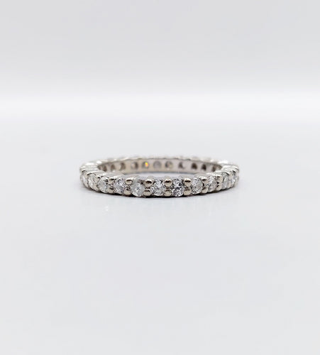 Bague 49.5 Alliance américaine or blanc et diamants 58 Facettes A05317