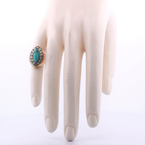 Bague 43 Bague en or jaune et blanc avec turquoise et diamants 58 Facettes