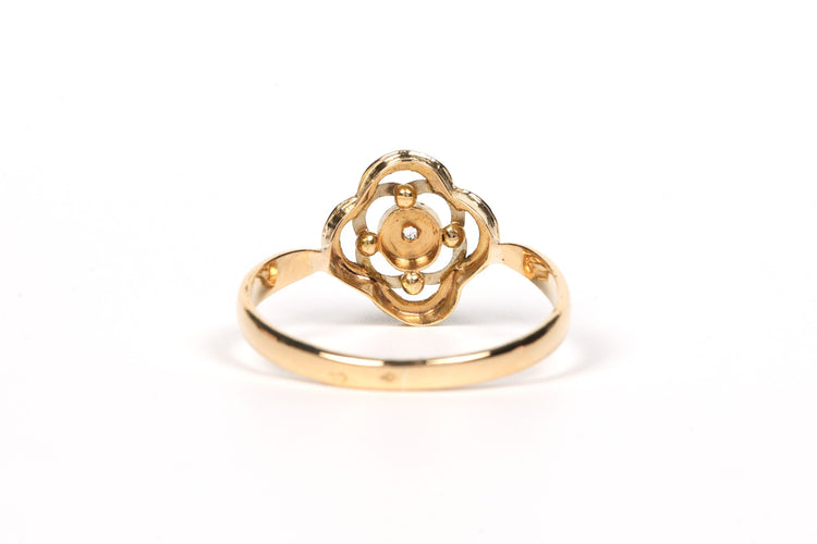 Bague 55 Bague Art Déco or jaune et blanc, diamant taille rose 58 Facettes 21668