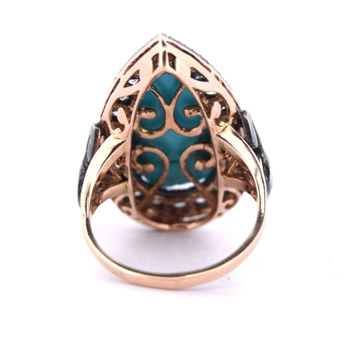 Bague 55 Bague en or turquoise de l'époque victorienne 58 Facettes