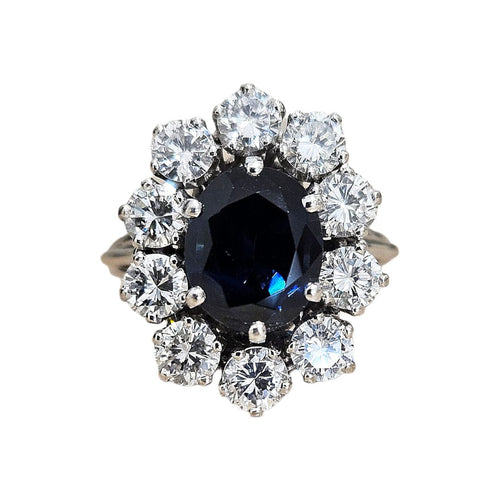 Bague 55 Bague marguerite saphir et diamants 58 Facettes 1-1647/1