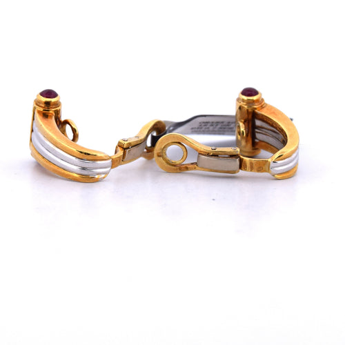 Boucles d'oreilles Piaget - Boucles d'oreilles en or jaune 18 carats, diamants et rubis 58 Facettes