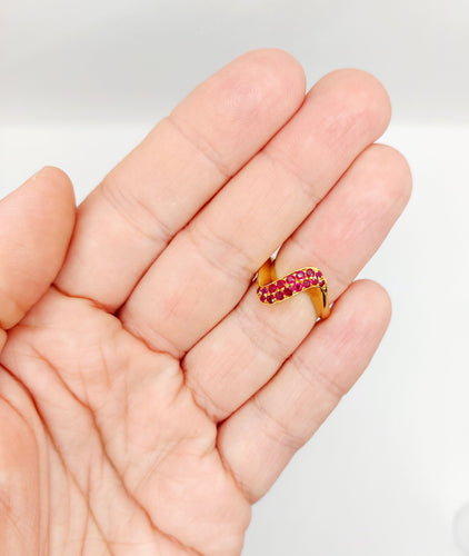 Bague 49 Bague jonc vintage or pavé de rubis et monture à enroulement 58 Facettes A04058