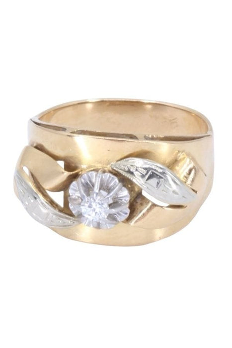 Bague 56 Bague or jaune et platine diamant 58 Facettes 090041