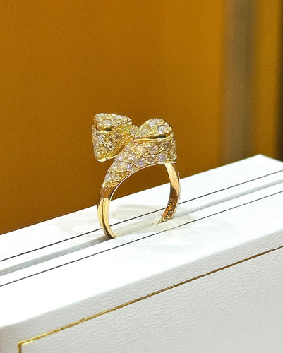 Dubbele hart ring Toi & Moi van geelgoud en diamanten 
