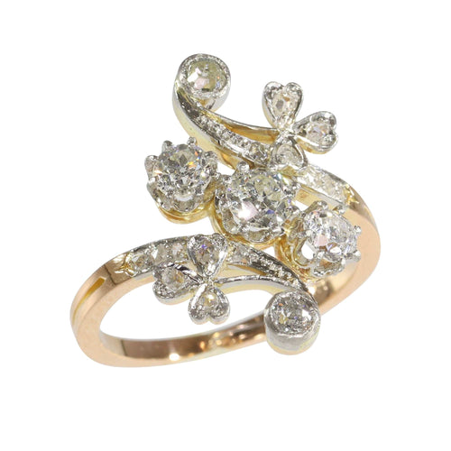 Era del Romance: El anillo de diamantes Belle Époque vintage 