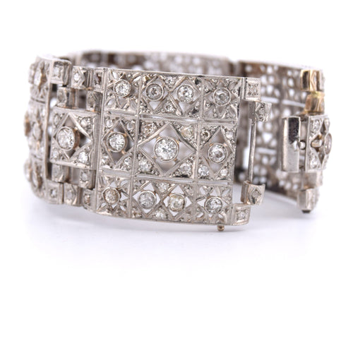 Bracelet Bracelet Antique Deco, en platine avec diamants 58 Facettes