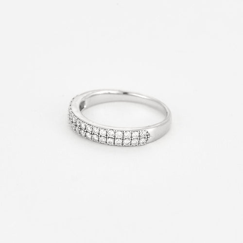 Bague 53 Alliance semi-pavée en or jaune, or gris et diamants 58 Facettes CLA0366