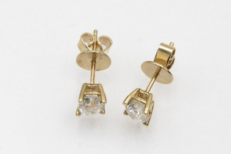 Boucles d'oreilles Boucles d’oreilles diamants taille brillant ancienne 1,27 ct en or jaune 14k 58 Facettes 11491