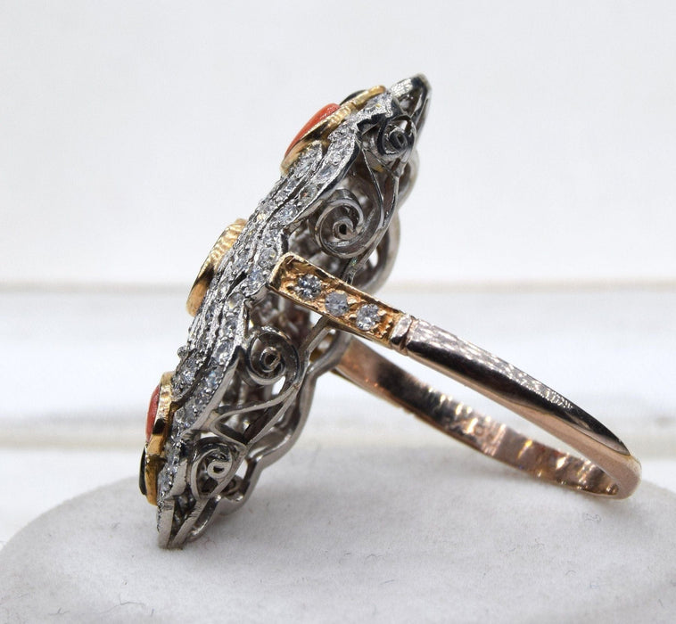 Anello in platino con diamanti Art Nouveau