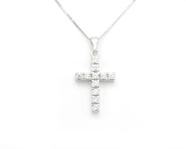 Collier Collier en or rose 18 carats avec pendentif croix et diamants de 0,42 carat 58 Facettes 13866