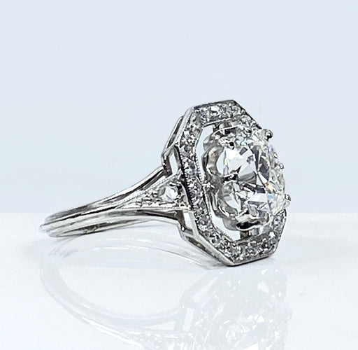 Bague 49 Bague platine Art Déco diamant coussin 1,51 carat 58 Facettes AB605