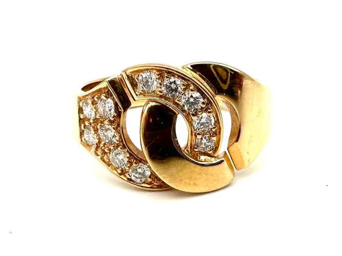 Bague 55 DINH VAN. Collection "Menottes", bague or rose et diamants (moyen modèle) 58 Facettes