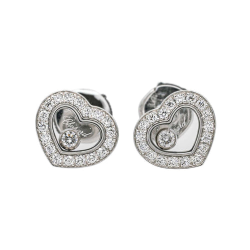 Boucles d'oreilles Chopard Boucles d'oreilles Happy diamonds Or blanc Diamant 58 Facettes 4173784RV