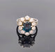 Bague 51 Importante bague marguerite vintage or, saphir et diamants 58 Facettes