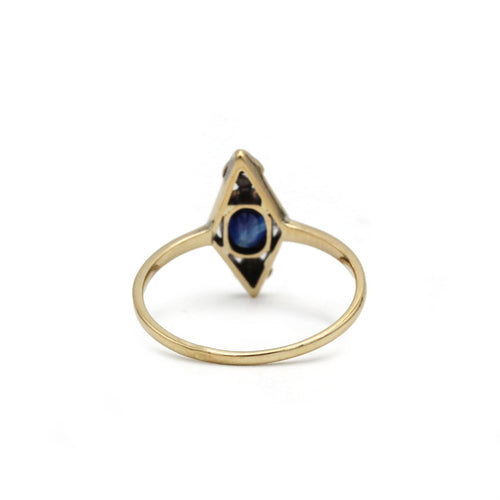 Bague 55 Bague Art Déco - Or jaune, Platine, Saphir & Diamants 58 Facettes 250272R