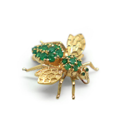 Broche Broche Mouche Emeraudes Or Jaune 58 Facettes