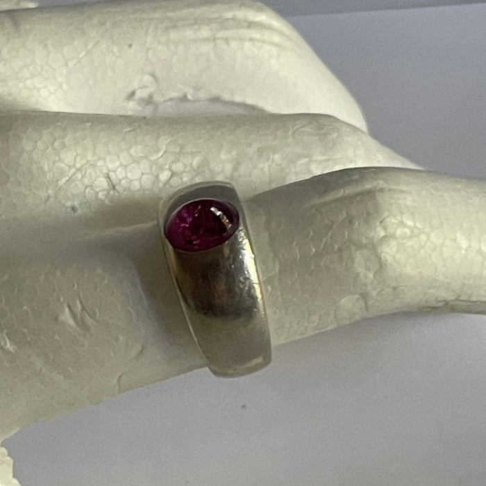 Bangle ring platinum Burmese ruby cabochon
