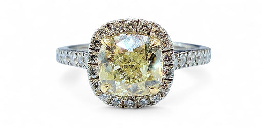 Bague 52 Solitaire en diamant jaune naturel fancy yellow certifié , or 18 carats 58 Facettes
