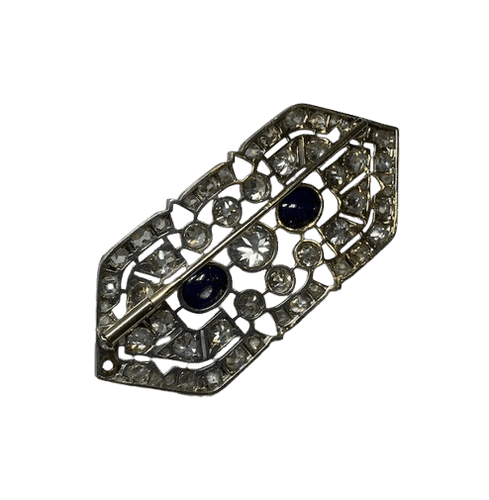 Broche Broche art deco platine or jaune diamants et saphirs 58 Facettes 240346