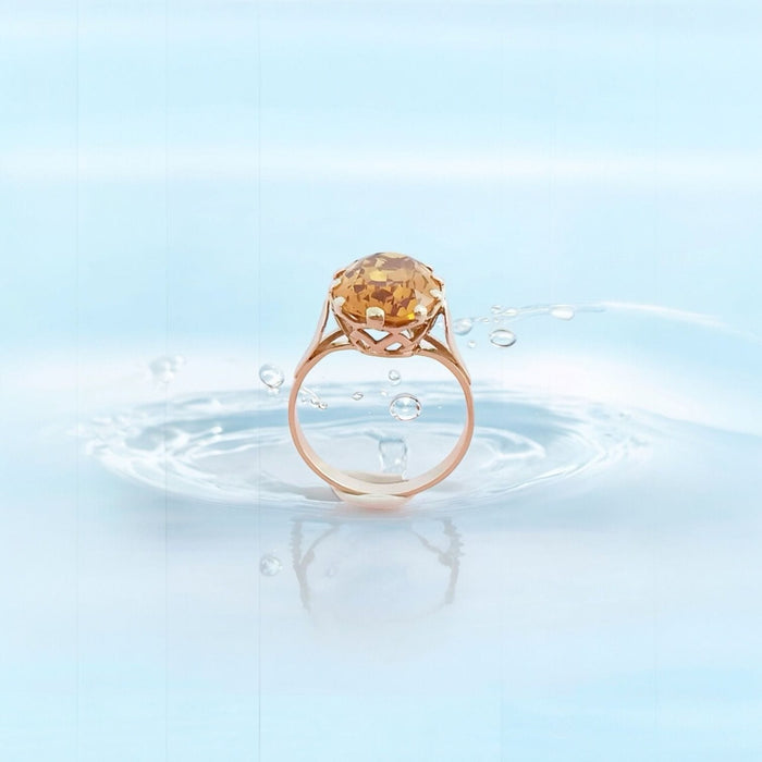 Bague 56.5 Bague Citrine Ambrée en solitaire Or Jaune 58 Facettes AA 1681