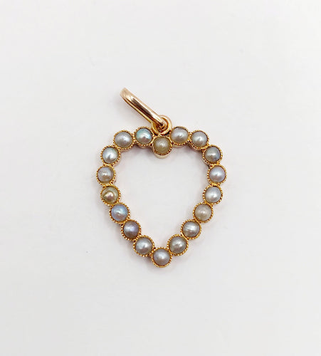 Pendentif Pendentif antique or jaune cœur et perles 58 Facettes A05499