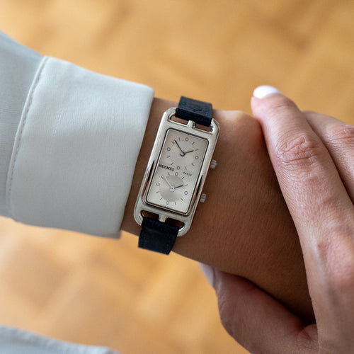 Montre Hermès - Montre Cape Cod Dual time - Cadran argenté - PM 58 Facettes