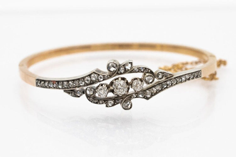 Bracelet Bracelet ancien en or jaune avec diamants de 1,60 carat, France, début du XXe siècle 58 Facettes 10274