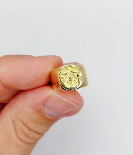 Bague 45 Chevalière antique or armoiries française 58 Facettes A05250