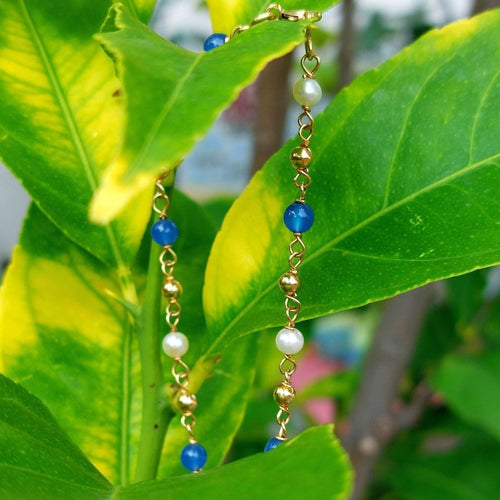 Bracelet Bracelet perles d'or "Circula" or jaune, perles de culture & calcédoine bleue 58 Facettes 223