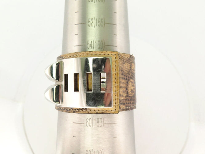 Bracelet bracelet HERMES medor collier de chien en cuir de lezard niloticus argente 58 Facettes 272558