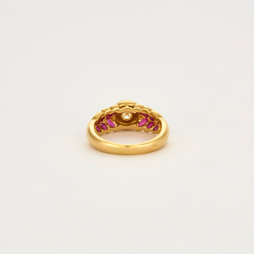 Bague 51.5 Bague or jaune sertie d'un diamant avec rubis 58 Facettes LP779/13