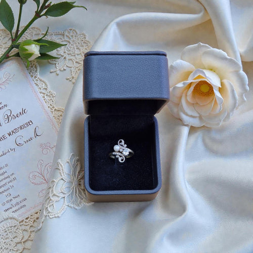 Bague 53 Bague Art Nouveau perle et diamants taille ancienne en or jaune 18k 58 Facettes