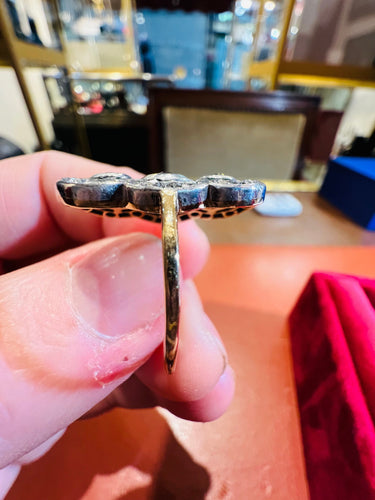 Bague 53 Bague Marquise fin 19ème siècle diamants émeraudes 58 Facettes 7807 A