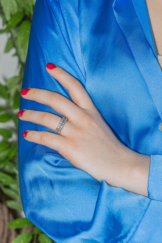 Bague 51 Bague Demi alliance Or blanc, Platine Diamant 58 Facettes 3429844CN