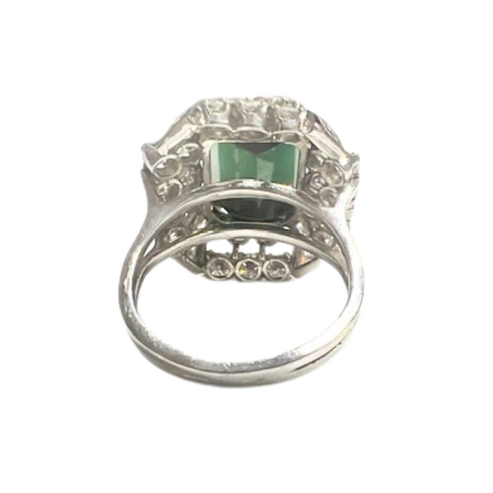 Gouden ring met diamanten en groene toermalijn