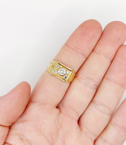 Bague 60 Bague chevalière Art Déco or jaune et diamants 58 Facettes A06309