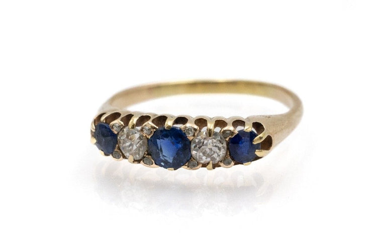 Bague Bague ancienne saphirs et diamants en or jaune 58 Facettes 11700