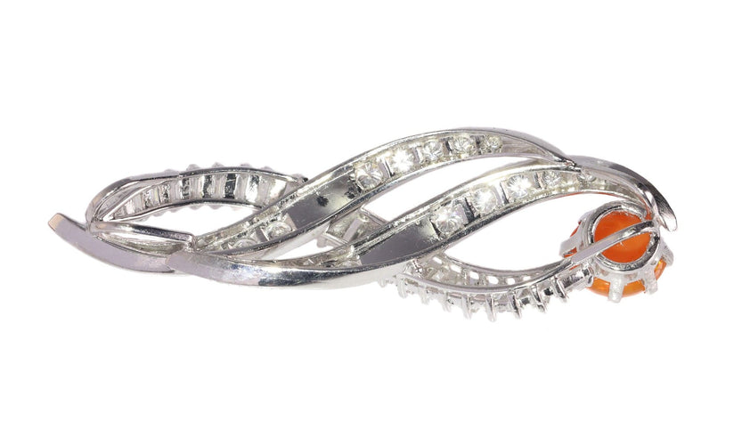 Pendentif Flamme Vintage : Une Danse d'Opale et de Diamants 58 Facettes 21028-0244