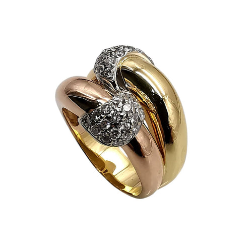 Bague 56 Bague en or jaune et or rose 18 carats et diamants 58 Facettes