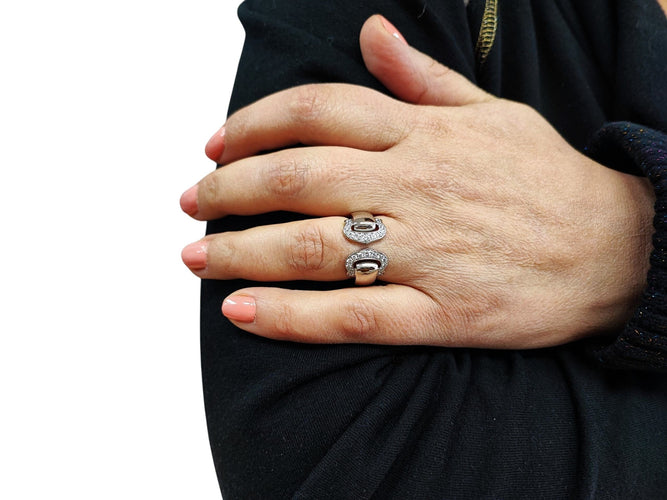 Bague 55 CARTIER Bague C or blanc et diamants 58 Facettes DV-Cartier-49