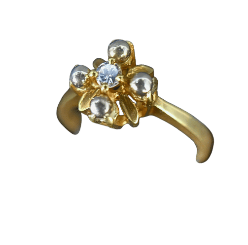 Арт нуво пръстен от жълто злато с диаманти