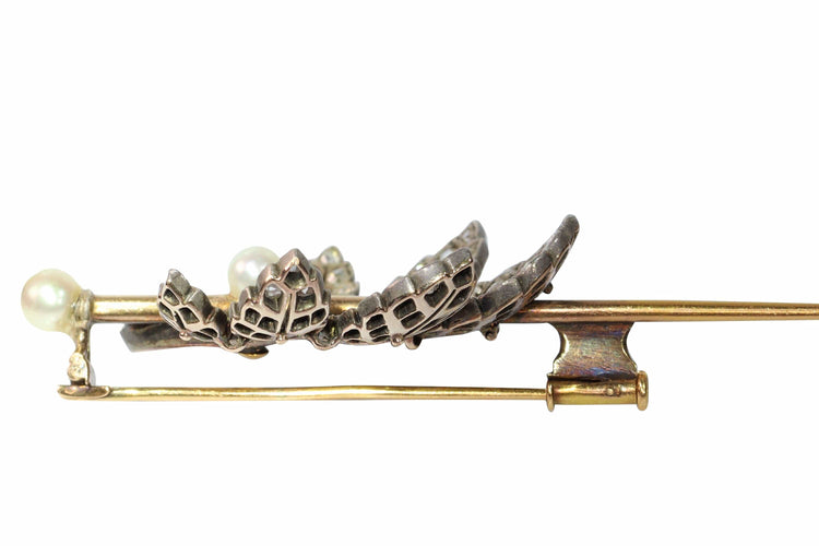 Broche Élégance automnale : broche victorienne en forme de feuille de châtaignier et diamant 58 Facettes 13361-0011