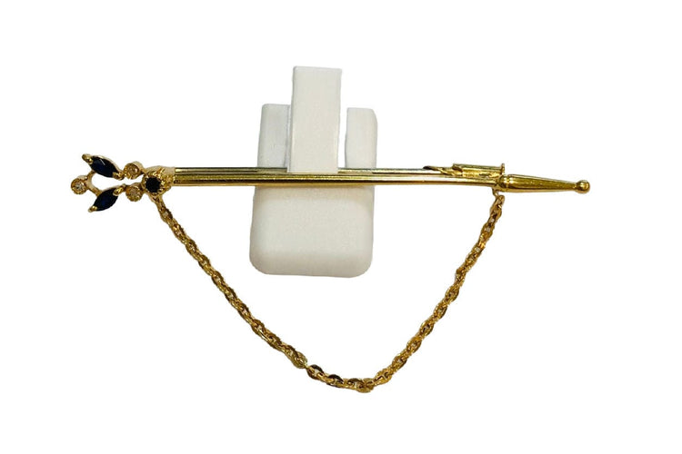 Broche Élégante broche épingle or jaune, saphirs et diamants 58 Facettes