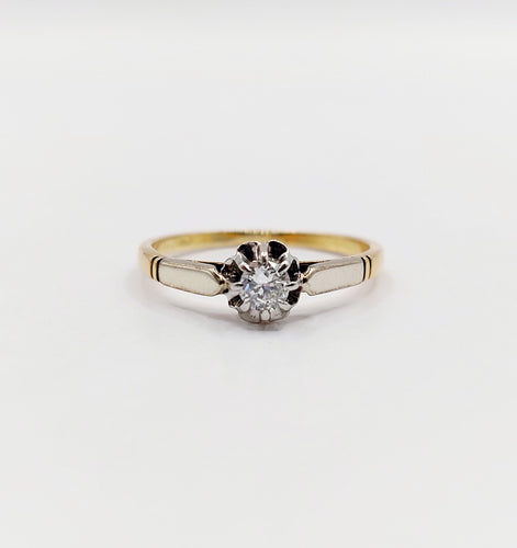 Bague 51 Bague solitaire art deco or 18k diamant de 0,15 carats 58 Facettes A05975