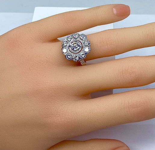 Bague 51 Bague marguerite or blanc diamants 58 Facettes AB304