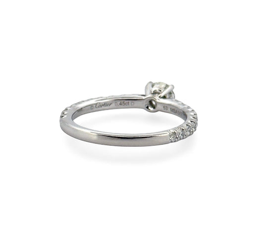 Bague 53 Cartier - Solitaire en platine et diamants 58 Facettes